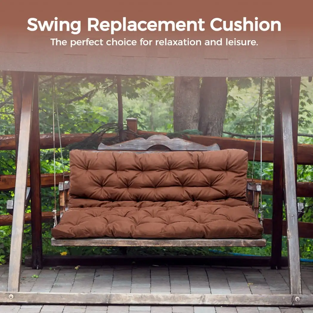 

Swing Replacement Cushion Outside Bench Cushion with Backrest 2-3 Seater Cushion with 8 Ties for Outdoor Furniture