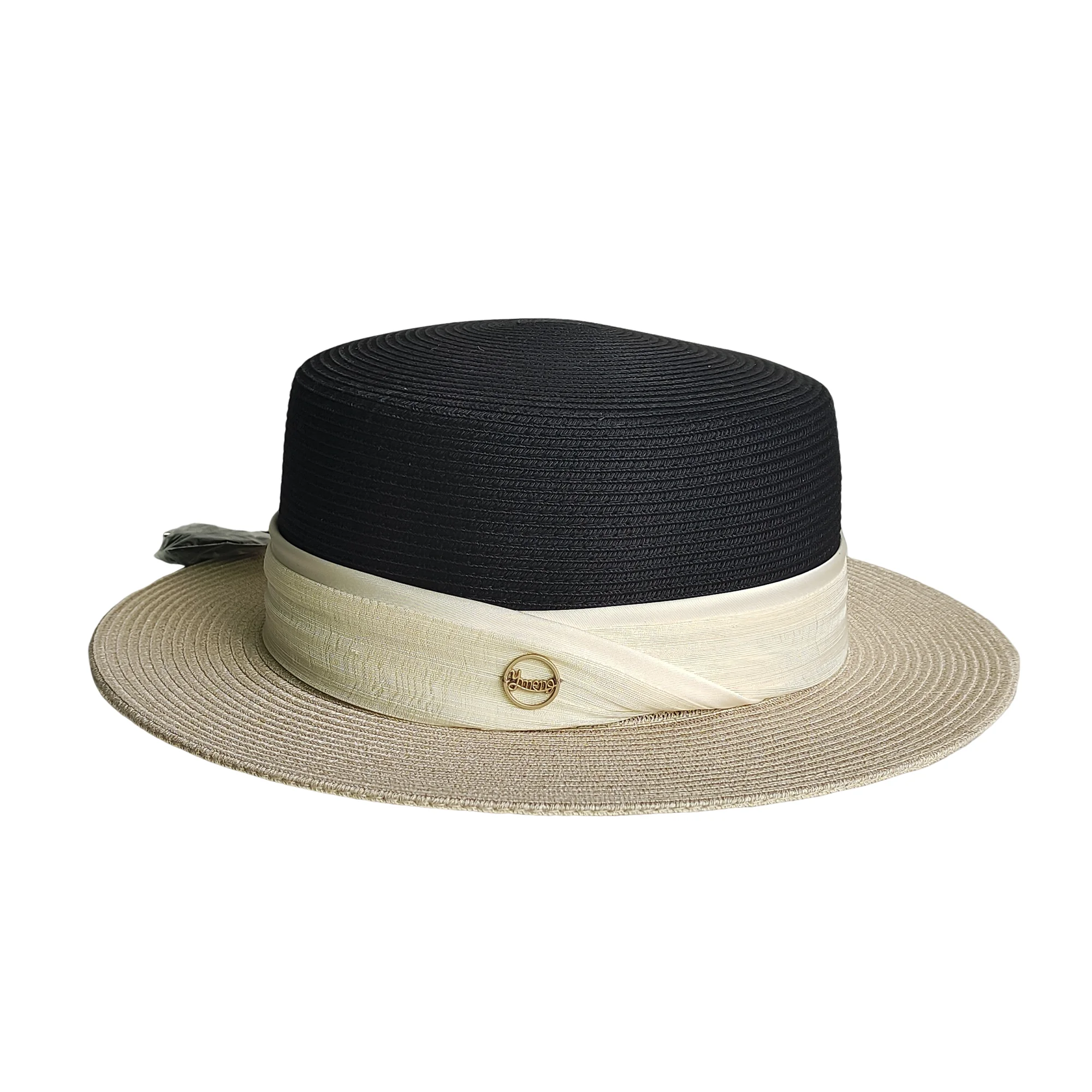 Beach hat color matching straw hat women summer flat top outdoor sun hat small fresh elegant sun protection sun visor beach hat