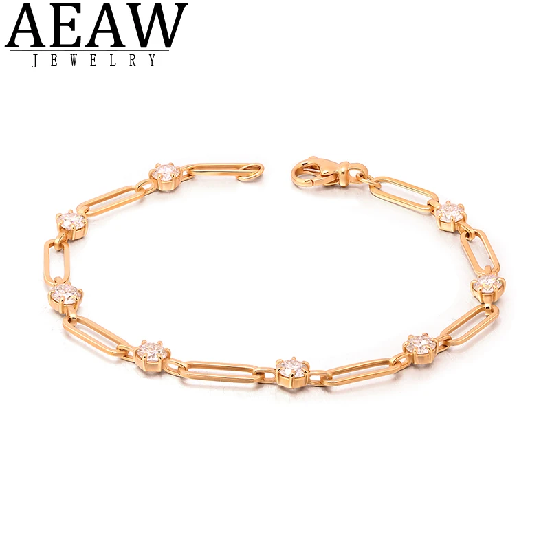 

2.4Ctw Round Cut CVD HPHT Lab Grown Diamond Women's Chain Bracelet 14K Yellow Gold DEF Color VS-VVS 4mm each stone