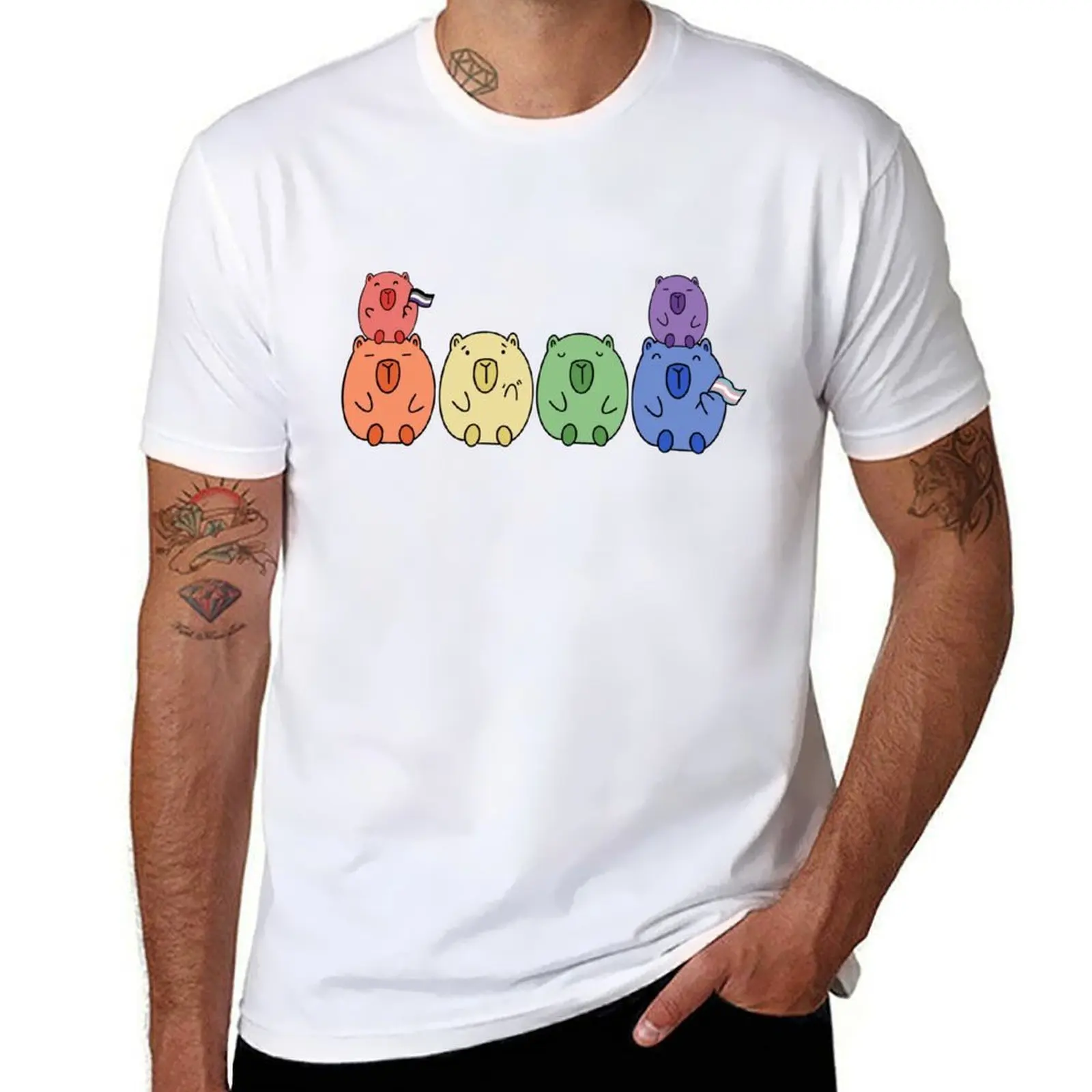 

LGBTQ Pride Capybaras T-Shirt t shirt men 100% cotton luxury brand t shirts for man pack cotton T-Shirt
