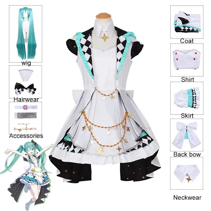 Project Sekai Colorful Stage Miku Cosplay Costume Wig More Jump Kawaii Dress Halloween Party Uniforms for Women Girls