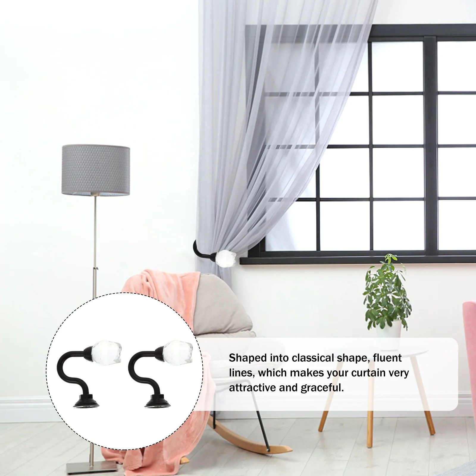 

1Pair Elegant Crystal Curtain Pothooks Alloy Home Decorative Tieback Accessories Romantic Vibe Style Curtain Pothooks