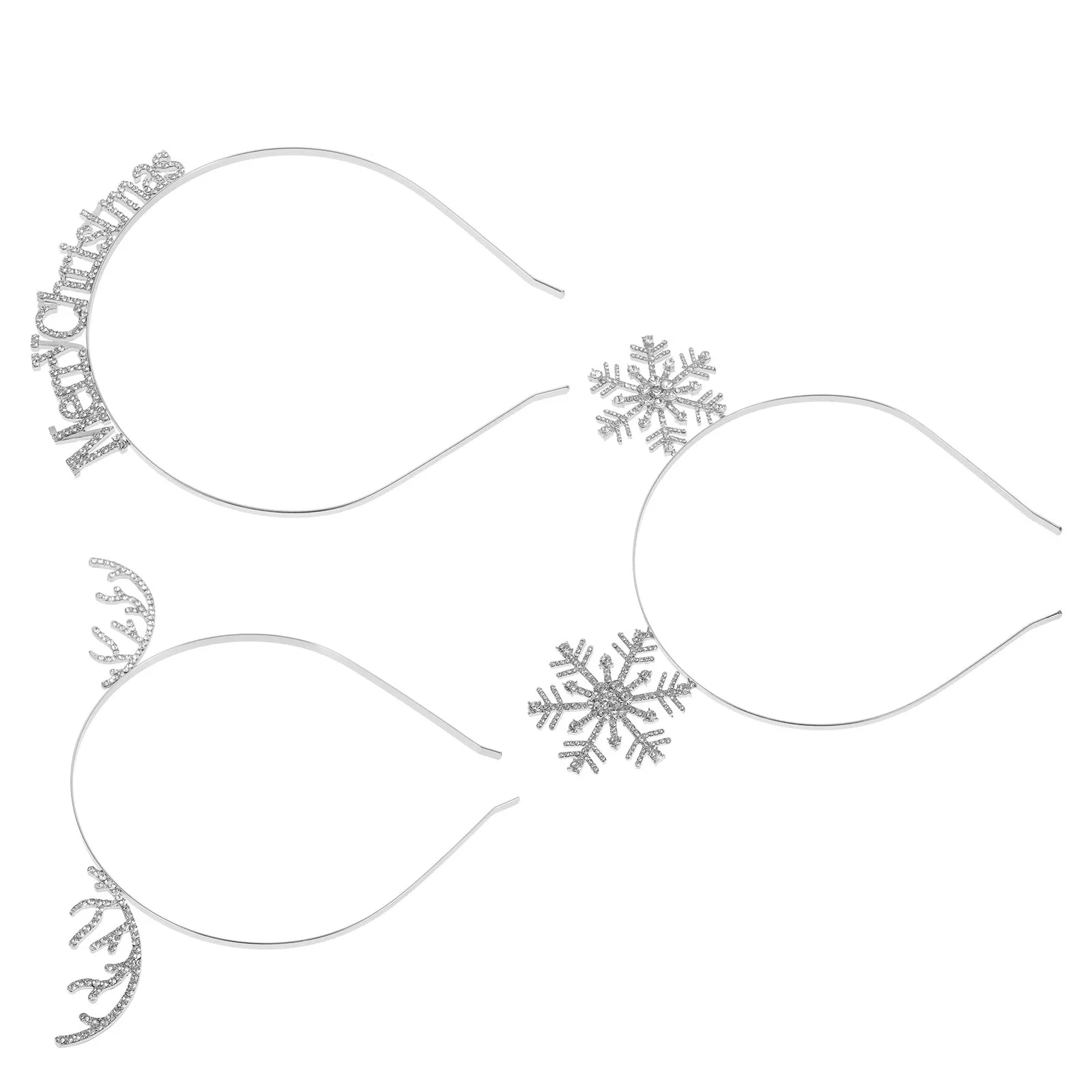 3Pcs Snowflake Headband Rhinestone Decorated Hair Band Lightweight Comfortable Fit for Christmas New Year Carnival Party Cosplay