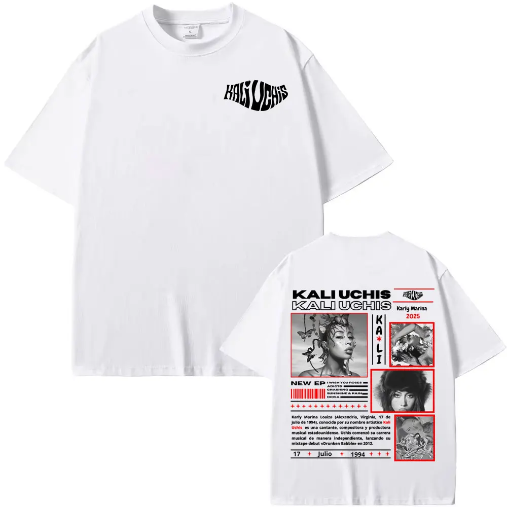 المغني كالي Uchis كارلي مارينا جولة 2025 غطاء تي شيرت الرجال النساء الملابس القطن قصير الأكمام تي شيرت موضة الجمالية تي شيرت