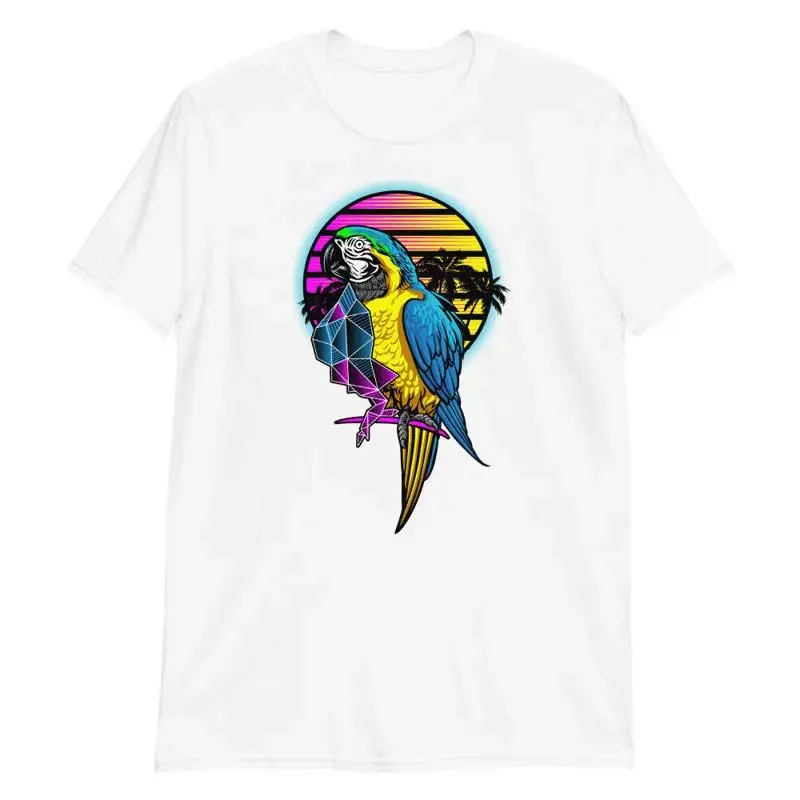 Colorful Macaw Parrot With Geo Shapes T Shirt