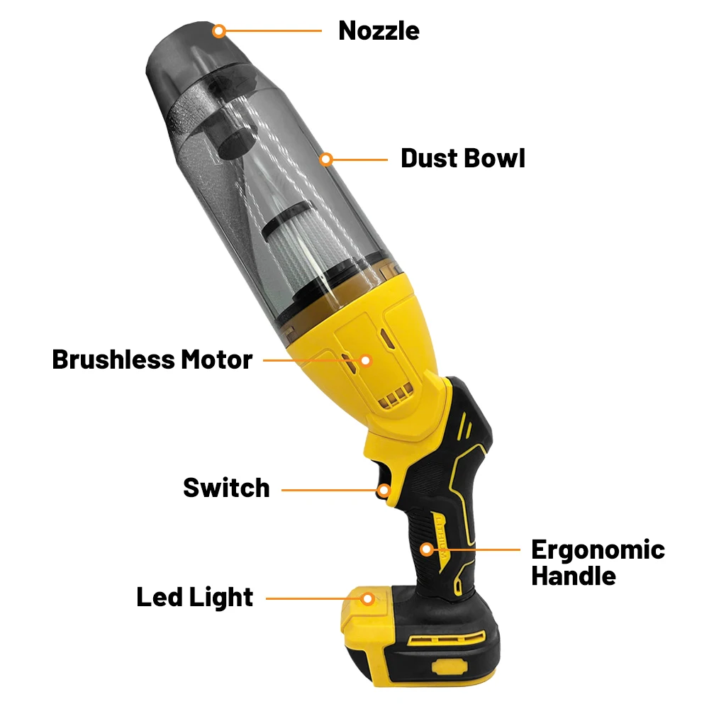 Brushless Electric Vacuum Cleaner With 4 Nozzles For Makita/Dewalt/Milwaukee 18V Battery 250W Cordless Vacuum Cleaner NO Battery