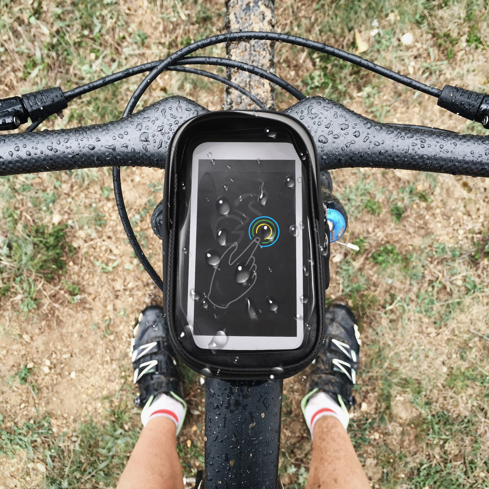 

1Pc Large Space Waterproof Phone Bag Wear Resistant Cycling Tube Bag Front Frame Pouch For Bike