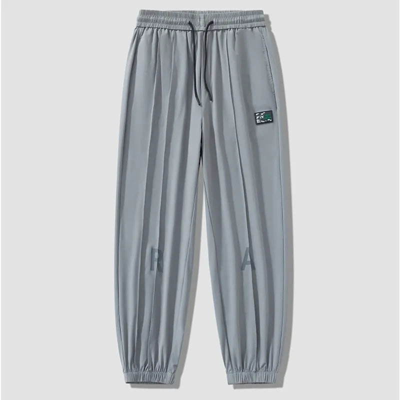 Men's Spring Summer Solid Elastic Pockets Letter High Waist Casual Sports Harlan Hooded Lantern Trousers Office Lady Pants