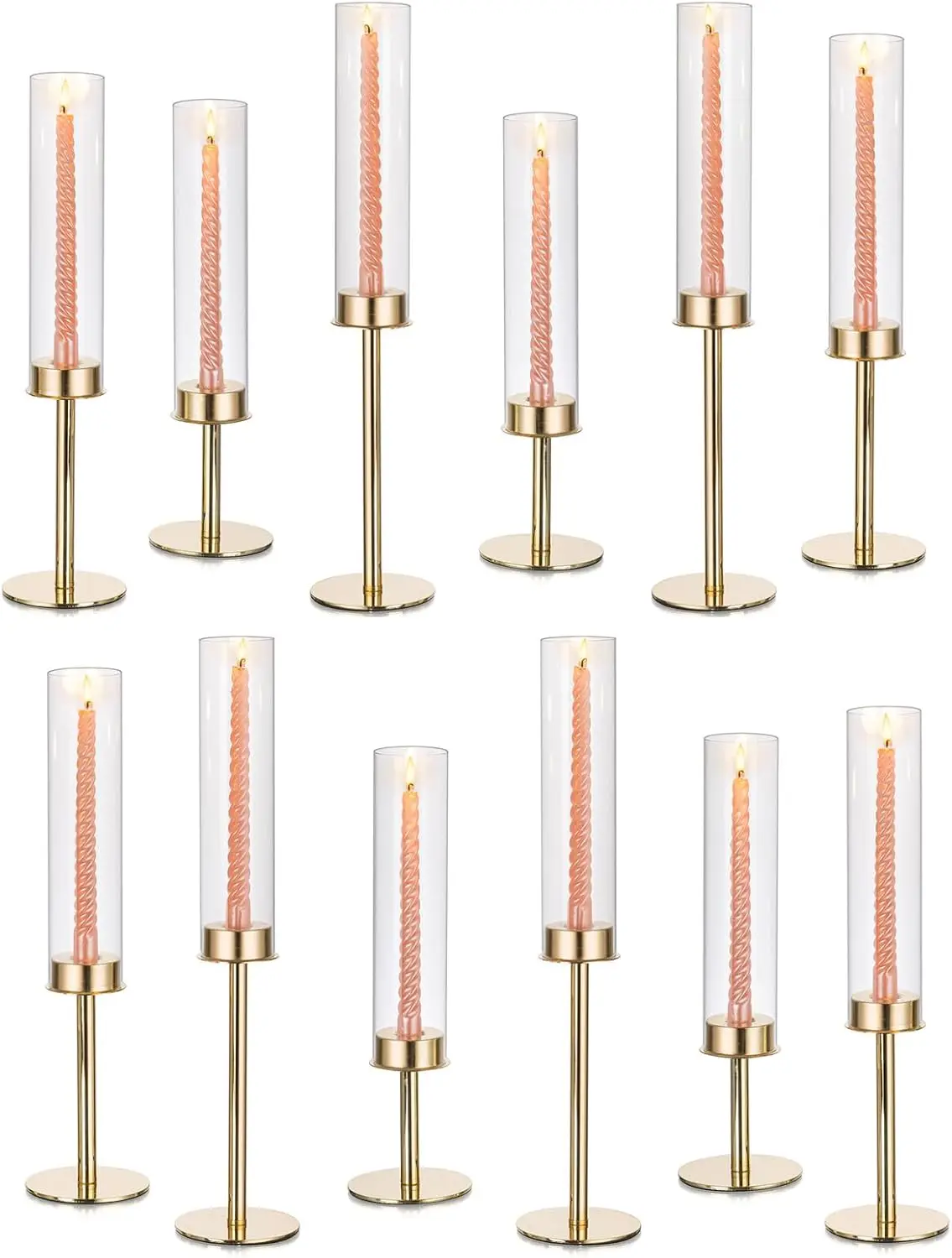 Candlestick Hurricane Candle Holder Glasseam Candlestick Holders for Taper Candles Bulk 12 Modern Candle Stick Candle Holder