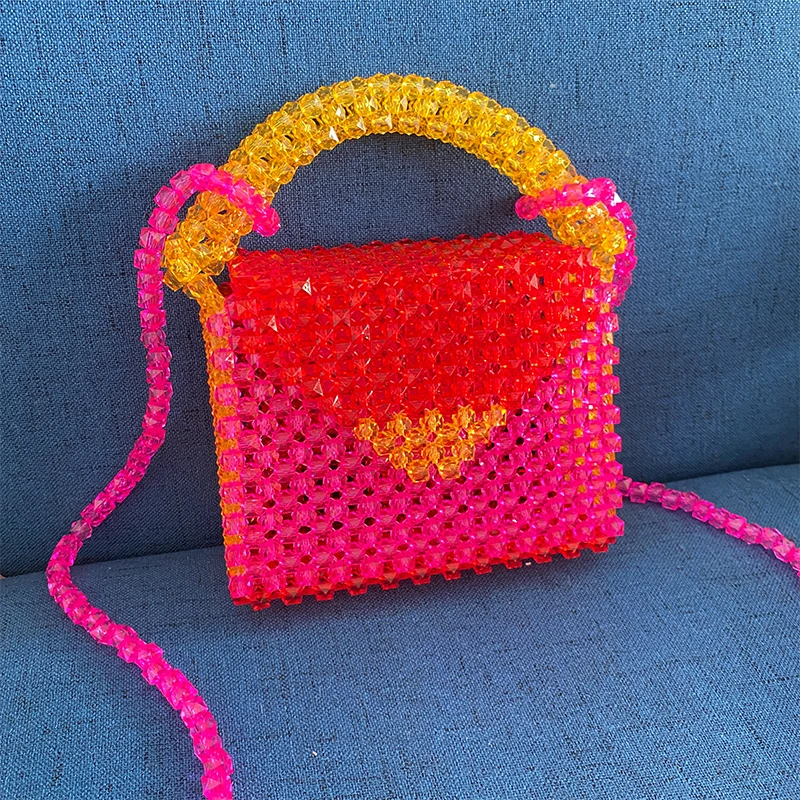 Imagem -06 - Bolsa de Corpo Transversal Frisado Colorido para Mulheres Bolsa Tecida à Mão um Ombro Retro Ins Moda Sac a Main 2023