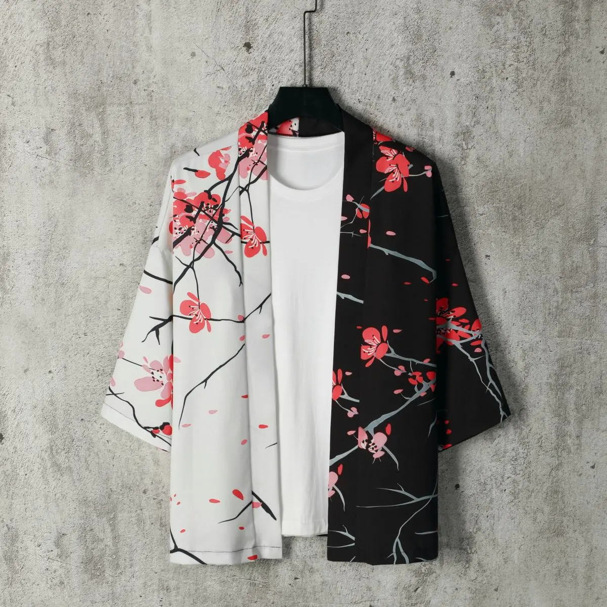 Japanese Retro Loose-Fitting Versatile Color-Block Floral Print Kimono Summer Fashion Beach Vacation Cover-Up Yukata Sun Protection Jacket