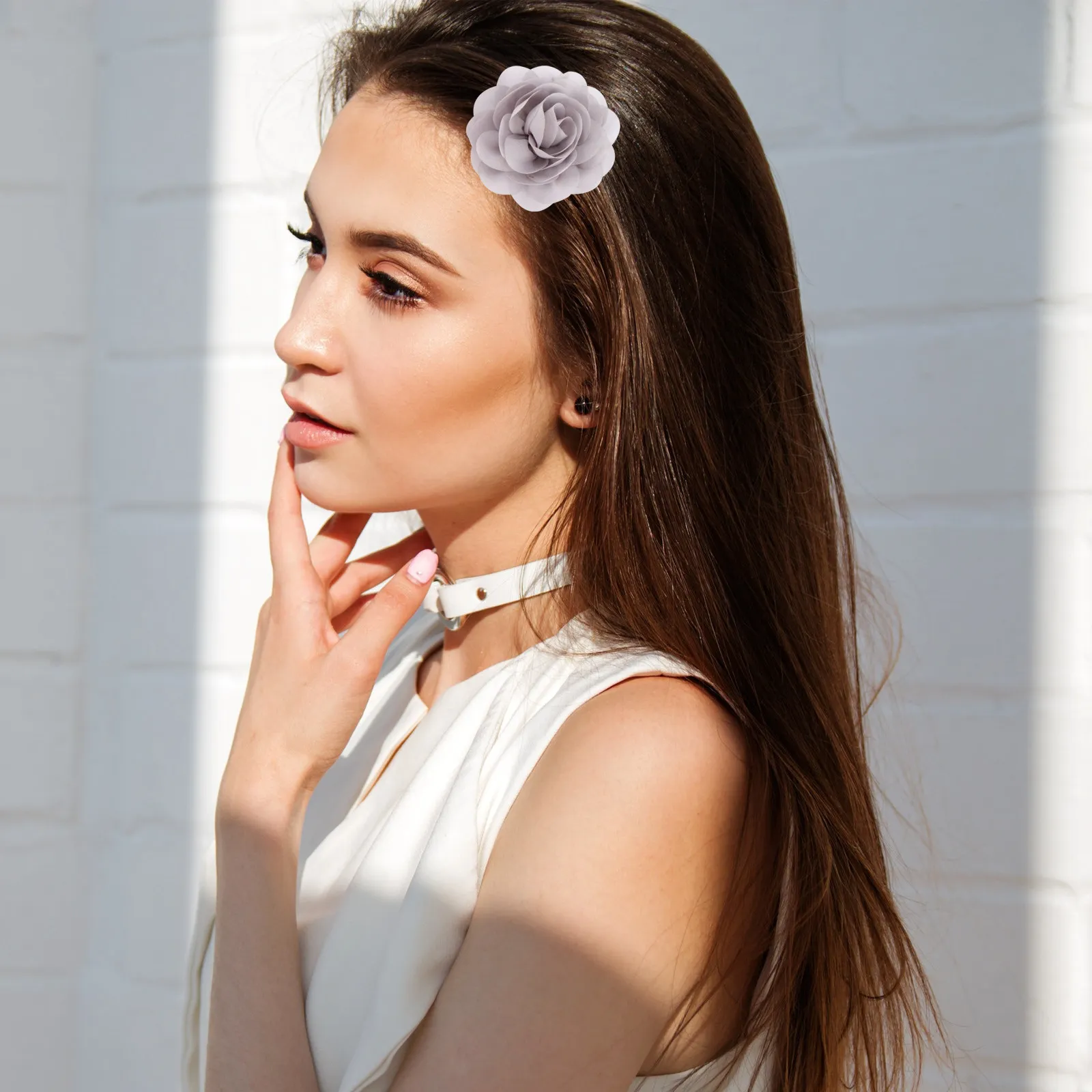 

20Pcs Rose Flower Hair Clips Set Exquisite 3D Simulation Chiffon Headwear for Women Girls Daily Party Wedding Decoration