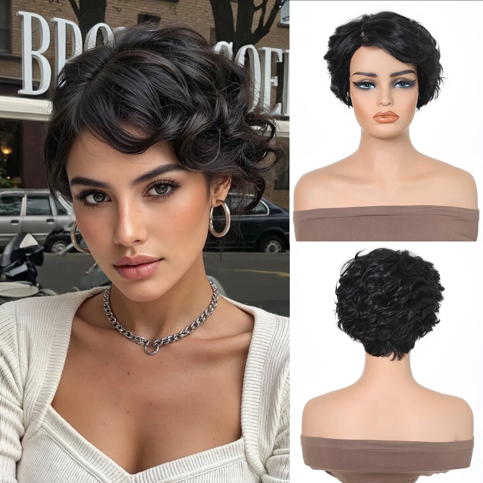 

Lace Front Human Hair Wigs Short Bob Wavy Wig Pre Plucked Natural Hairline 100% Remy Hair For Black Women Brazilian Body Wave