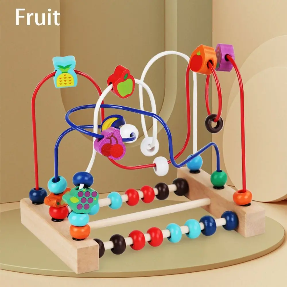 Animali colorati Giocattoli in legno Puzzle matematico Conteggio Apprendimento Perline Labirinto Perline di legno Forme Cerchio Giocattoli educativi Bambino bambino