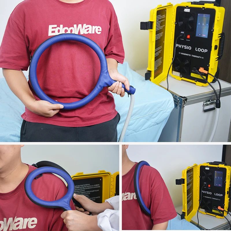 เครื่องพกพา PEMF พร้อมหัวประจุมแบบวงแหวนสำหรับบรรเทาอาการปวดข้อแบบไม่รุกราน ฟื้นฟูกล้ามเนื้อ และการผ่อนคลายทางกายภาพบำบัด