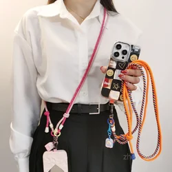 Mobile Phone Lanyard Crossbody Can Back Women's Double Strand Braided Multi-functional Two-way Adjustment Chain Cartoon Pendant