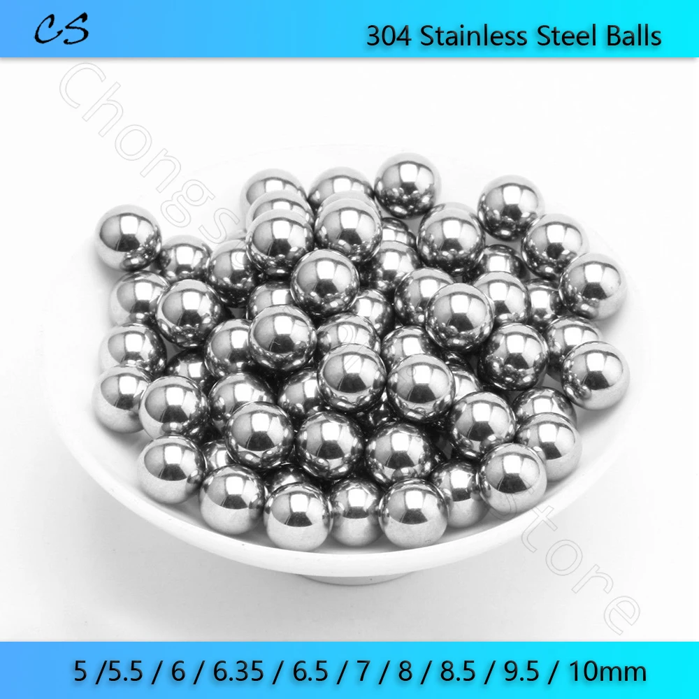 5 /5.5 / 6 / 6.5 / 7 / 8 / 8.5 / 9.5 / 10mm 304 Stainless Steel Balls for Ball Bearings Steel Bead Slingshot Ammo Solid Ball