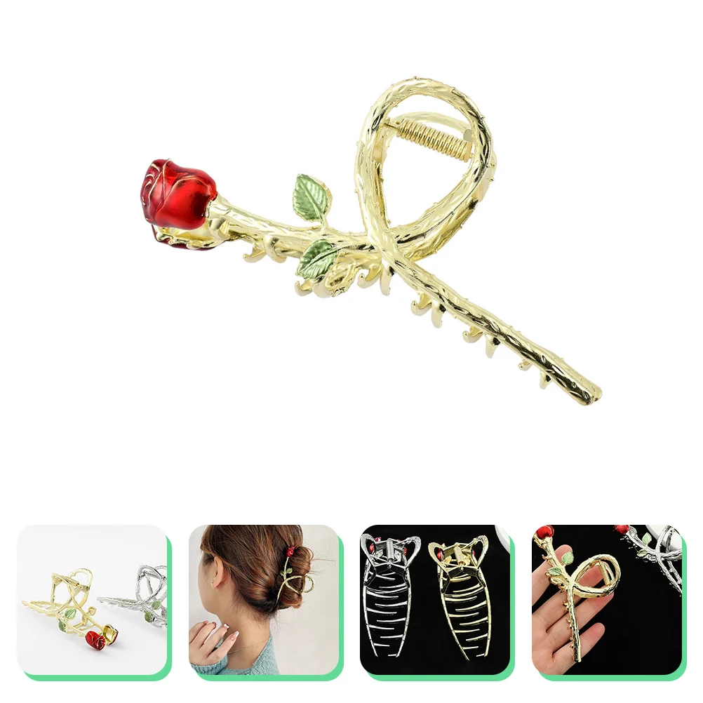 

Rose Clip Hair Grab Graceful Accessory Flower Claw Headgear Accessories Metal Holder Melting Temperament Daily Life