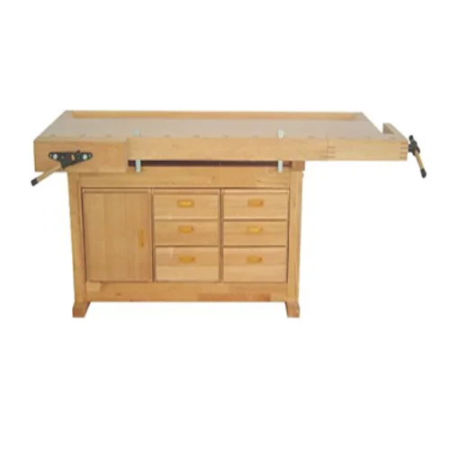 

heavy duty beech woodworking workbench with vise and drawer