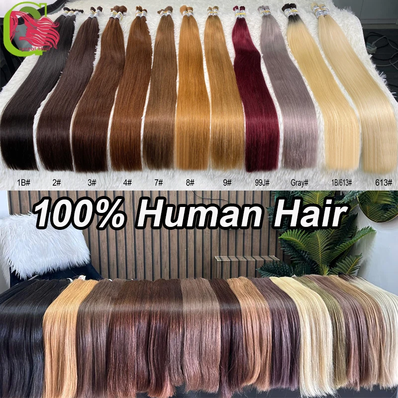 Cabello a granel 100% real, hecho a máquina, Remy virgen, lacio, 18-30 pulgadas, 100g, rubio natural, sin cinta 3