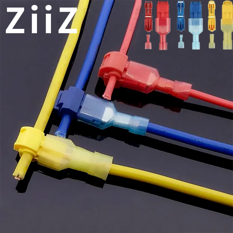 10 30 100Pcs T-Tap Connector Quick Electrical Cable Connector Snap Splice Lock  Waterproof Crimp Wire Terminal blue yellow red