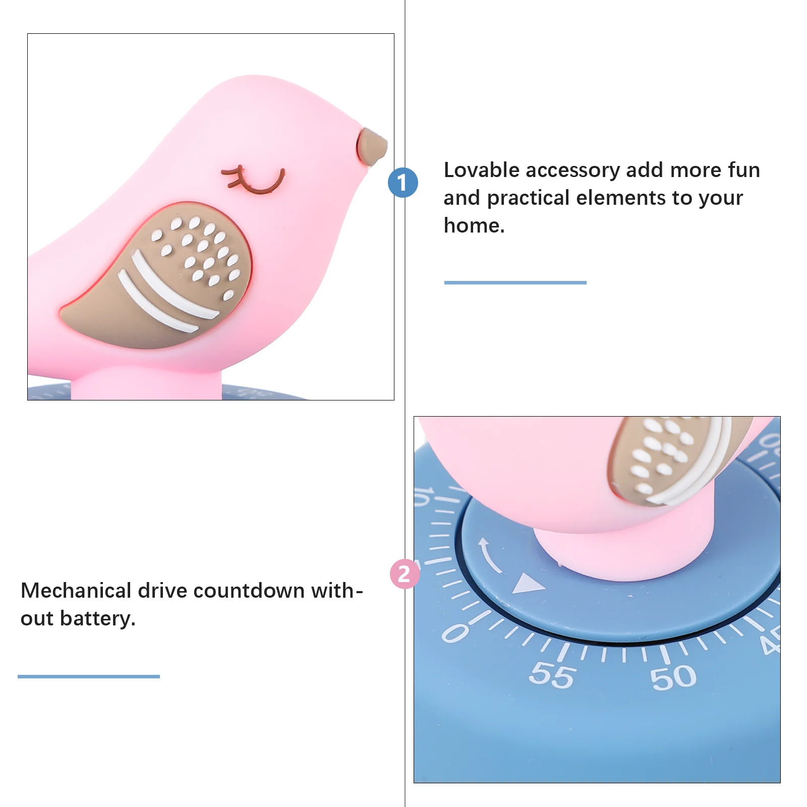 

1Pcs Kitchen Timer Cartoon Mechanical Wind Up Cooking Timer for Kids Baking Salon Home Use Household Timing Tool