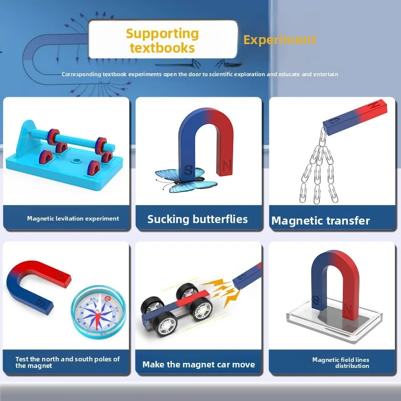 مجموعة مغناطيس تجربة علوم الفيزياء لأطفال المدارس الابتدائية مجموعة واحدة من مجموعة مغناطيس العلوم للأطفال تعلم الفيزياء والرياضيات