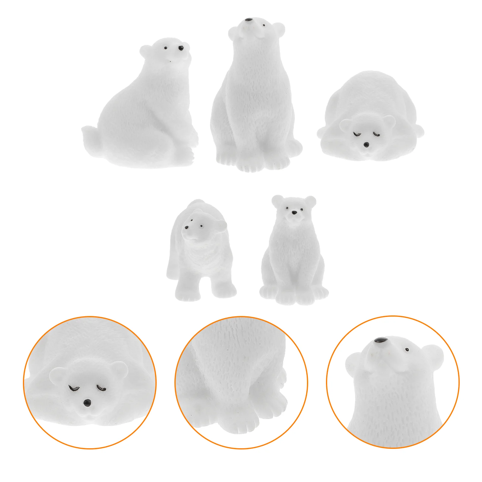 

5 Pcs Micro Landscape Great Resin Polar Bear Decors Home Desktop Ornaments Accessories Mini Garden Decorations Lovely