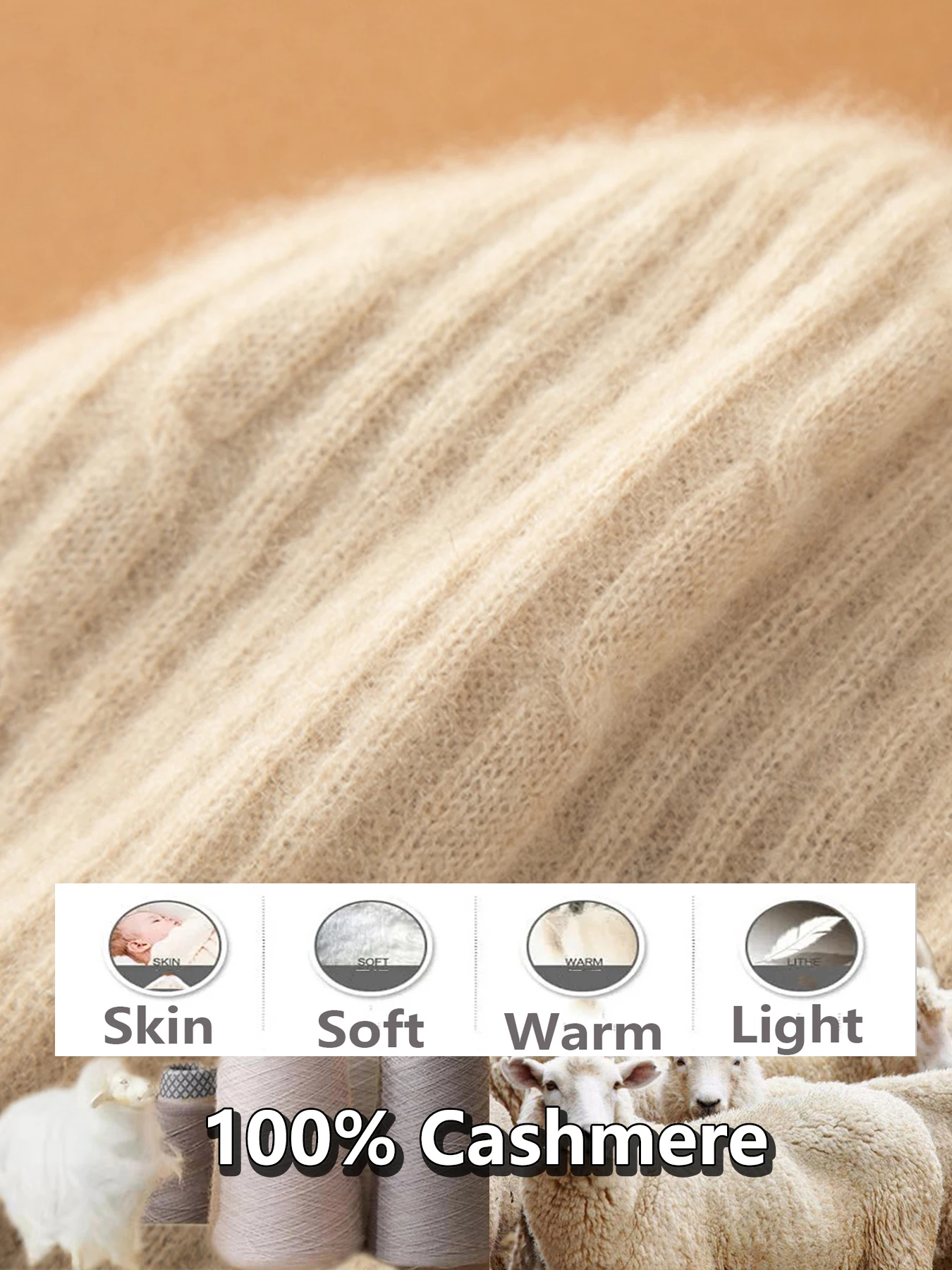 100% Pure Goat Cashmere Beanies for Women Winter Thick 2 Layer Wearable Soft Warm Twist Skullies Cap Girl Fashion Slouchy Hat