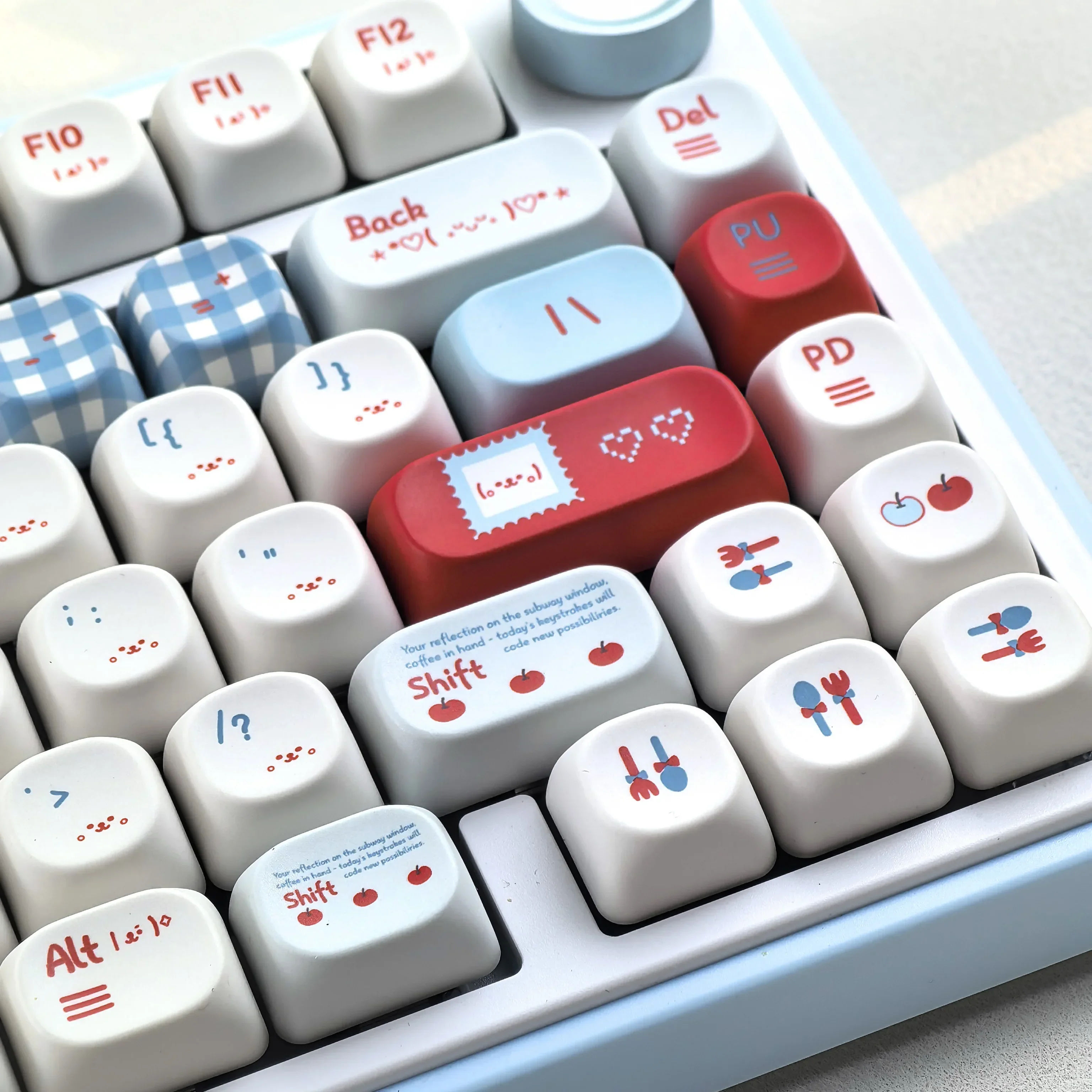 MAIMOOO Cute Emoticon Keycap MOA Profile Red Blue Checkered Fruit Emoji Pattern PBT Custom Keyboard Keycaps Korean Russian Thai