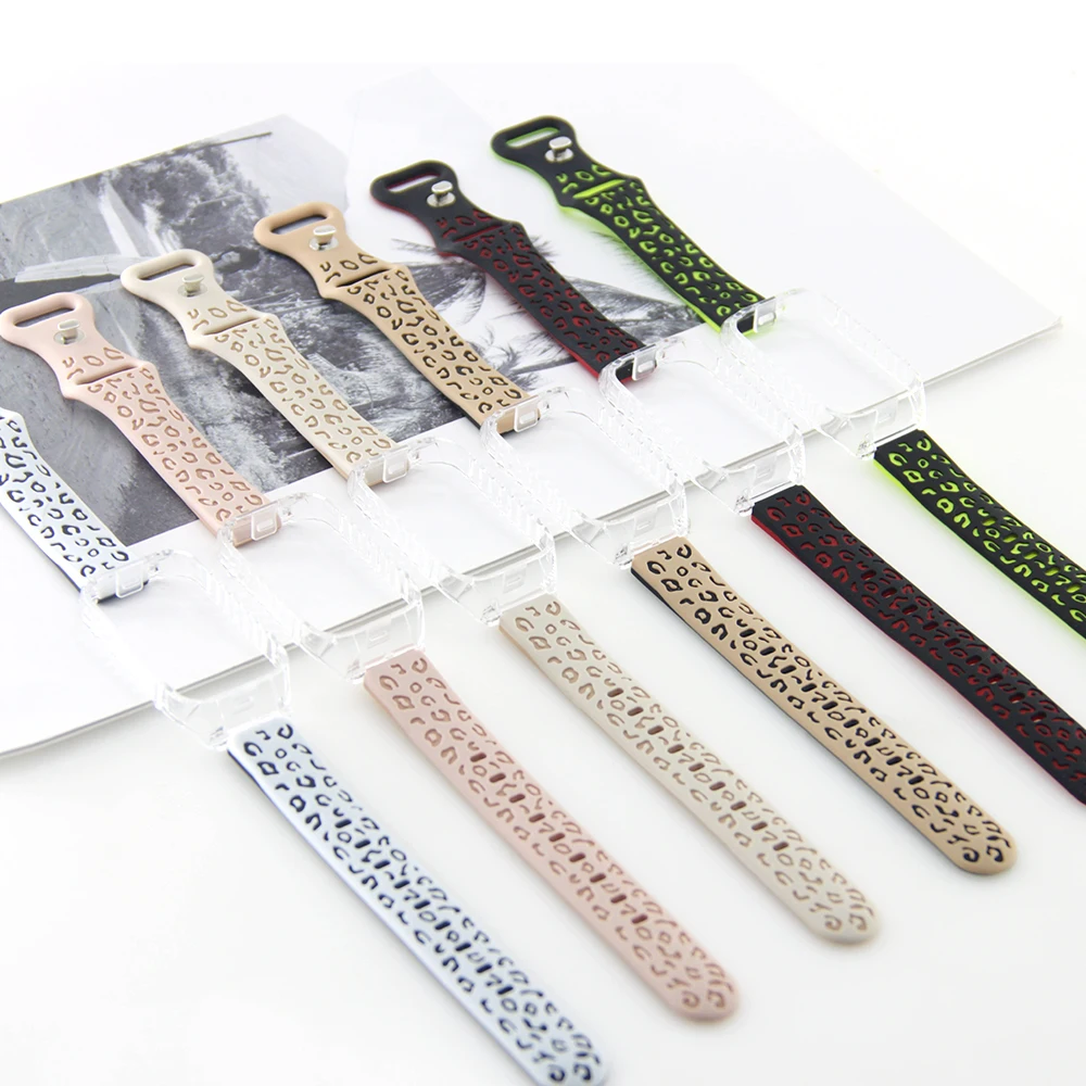 حزام ساعة بطبعة جلد الفهد مع حافظة واقية لساعة Redmi Band 2 سريعة الإصدار مقاومة للعرق من السيليكون الرياضي الذكي للجنسين