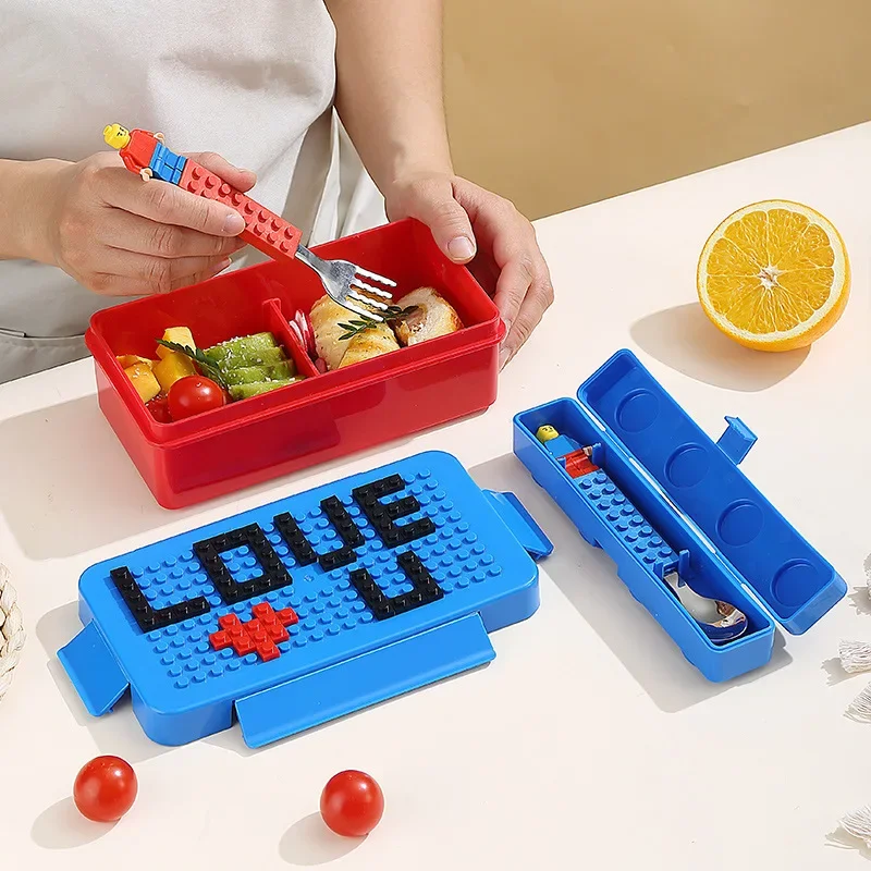 Tragbare versiegelte Lunchbox Farbe Bausteine Spleißen Kinder Student Lunchbox Bunte Picknick Obst Salat Bento Box