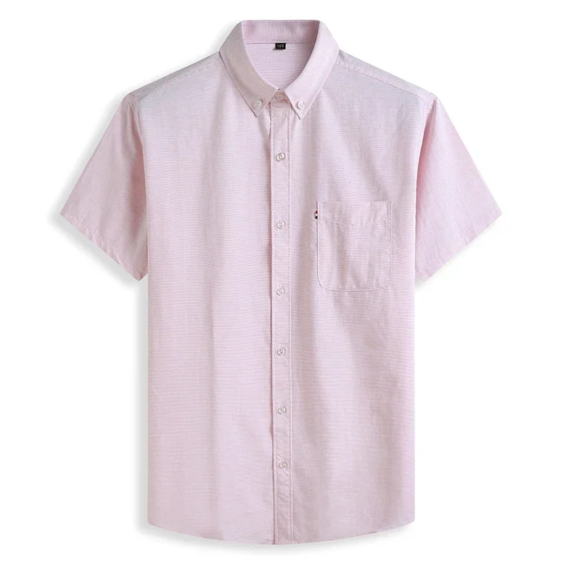 

Summer Short Sleeve Shirts Men Pure Cotton Soild Color Mens Shirts Business Formal Casual Slim Fit Loose Plus Size 8XL Clothing