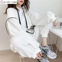 2023 Autumn New Leisure Sports Hoodie Set Women's Extra Large Loose Fashion Women's Two Piece Set Fashion