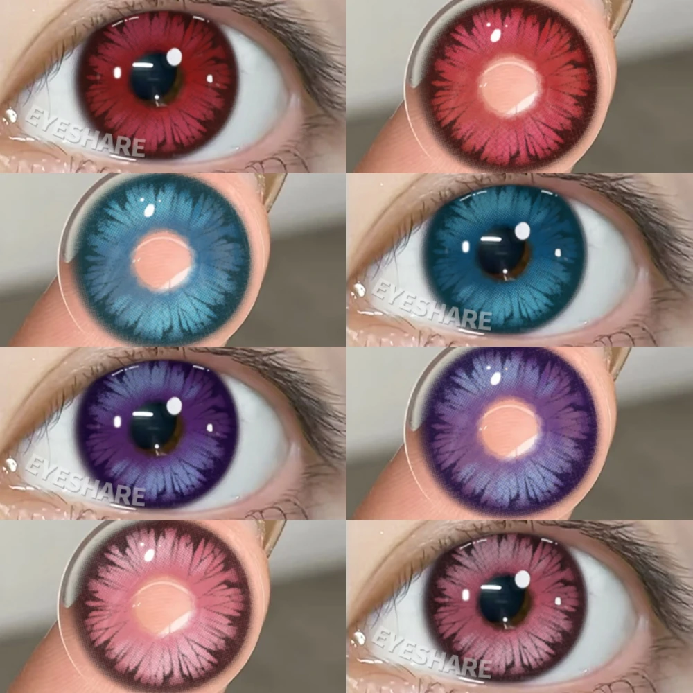 EYESHARE 1 Paar Cosplay farbige Kontaktlinsen Halloween rote Linsen lila Augen Kontakt Anime blaue Augen Linsen rosa Schönheit Make-up