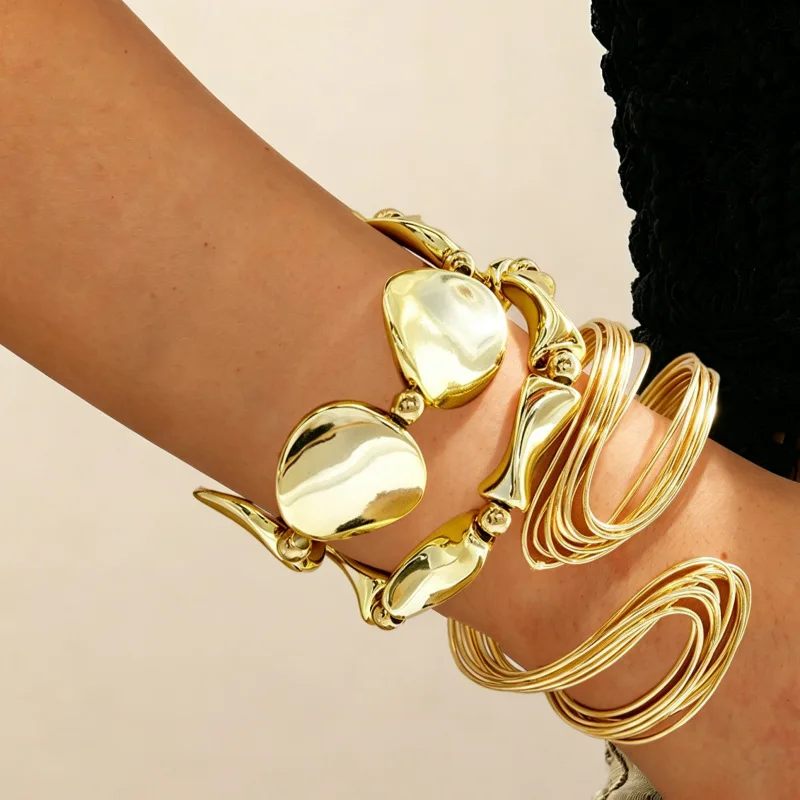 3 fashionable geometric line open bracelet bracelets bracelet set, suitable for daily wear, holiday party outfits, and gifts for