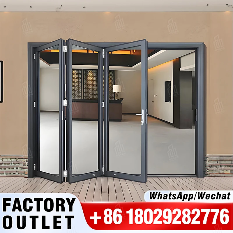 Foshan Hot Sale Certified Aluminium Folding Door Glass Folding Door Patio Folding Door