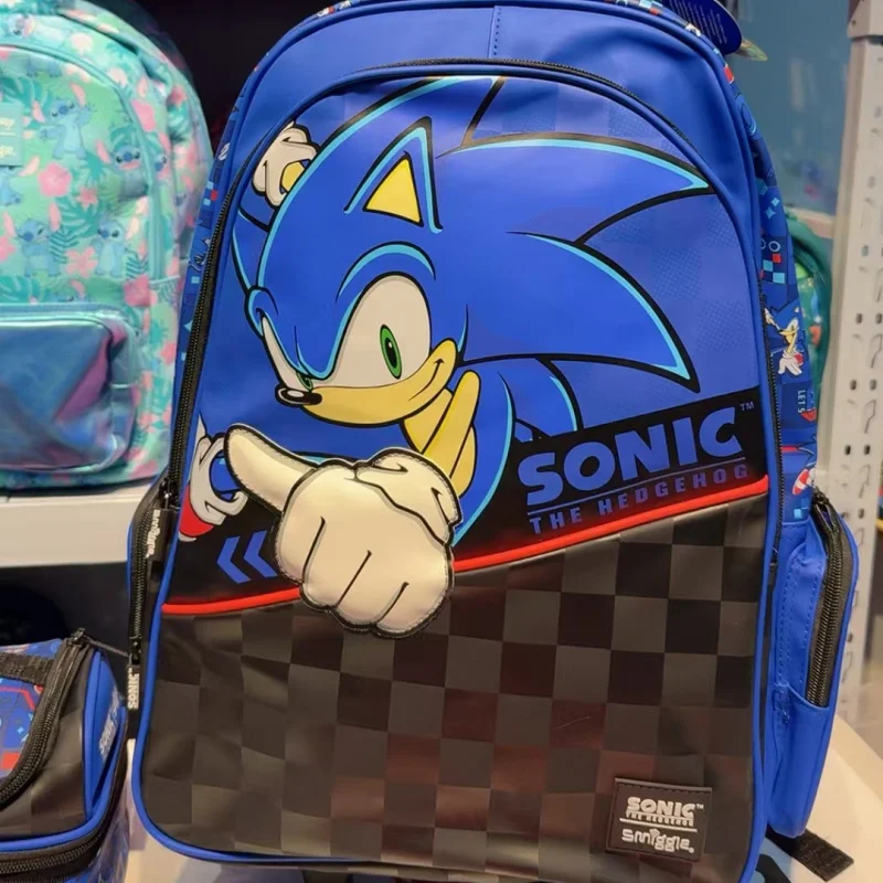 Australia Smiggle Schoolbag Sonic Trolley Bag Backpack Student High-Capacity Backpack Cartoon Birthday Gift With Wheels