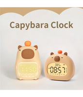 Capybara LED Alarm Clock Digital Rechargeable Multi-functional Timer Dimmable Bedside Table Lamp USB Charge Kids Gift Desk Decor