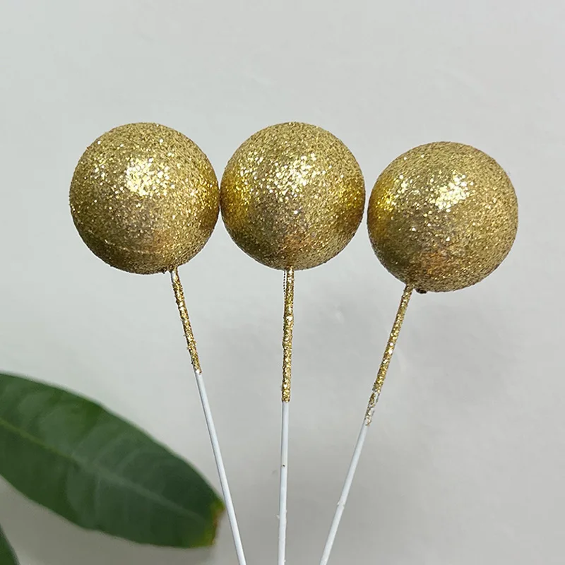 Glitzer kugeln Kuchen deckel bunte Schaum kugel Cupcake Topper Gold rot grün Kuchen Topper Bälle für Geburtstag Weihnachten Kuchen Dekorationen – Detail 34
