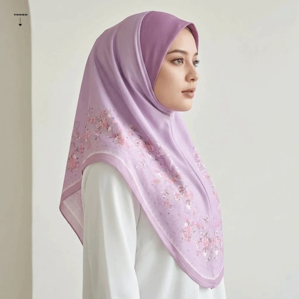 

Breathable Eid Al-Fitr Long Floral Turban Multiple Colors Adjustable Printed Arab Lady Headscarf Elastic Ethnic Style