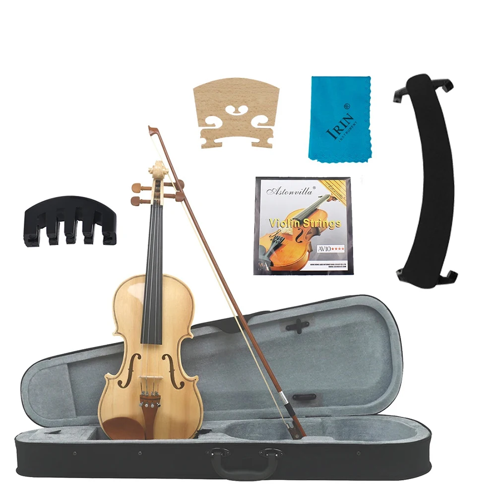 

Astonvilla AV-340 4/4 Violin Hand Carved Log Color Violin Set with Case Bow Accessories for Practice Stringed Instruments Violin