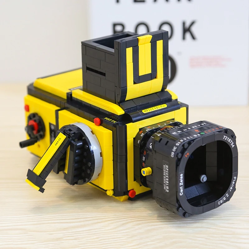 3D Model DIY Mini Blocks Bricks Building  Yellow Advanced Digital SLR Camera Handheld Video Machine  Toy for Children