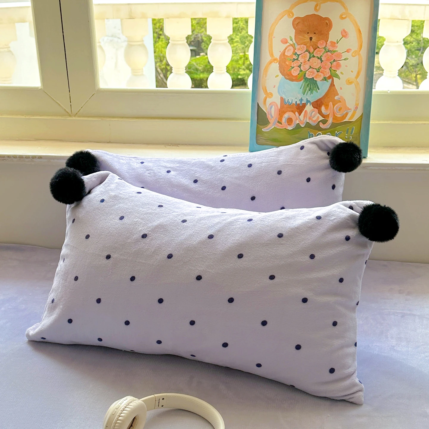 

Наволочки из молочного вельвета в горошек для студенческих общежитий, коралловые фланелевые наволочки 48x74, пара, милый дизайн с сердечками для девочек