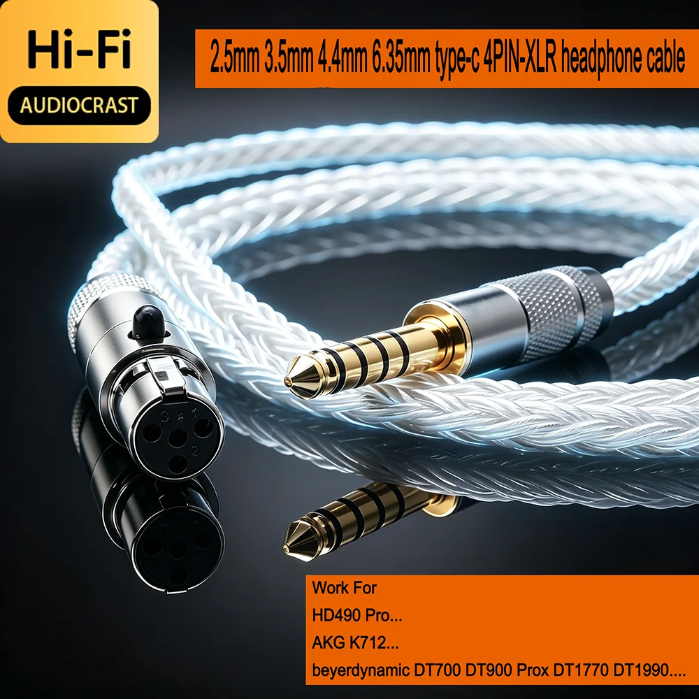 16-adriges versilbertes HiFi-Audiophile-Kopfhörer-Upgrade-Kabel für Sennheiser HD490 PRO / HD490 PRO