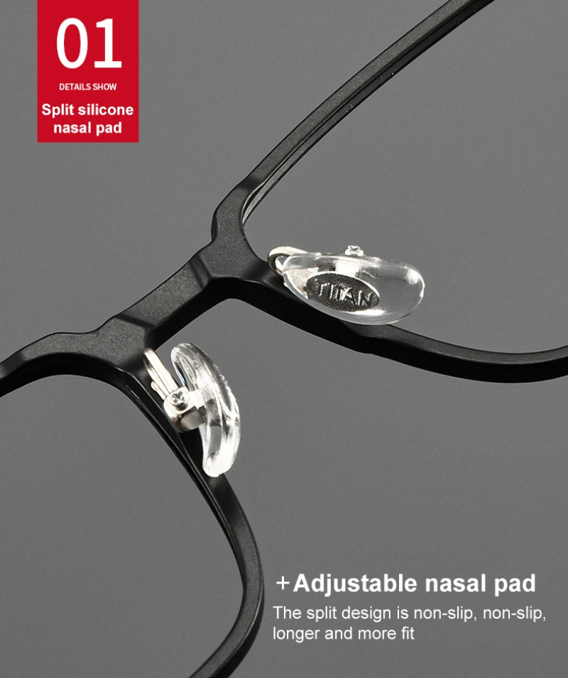 VICKY TR Pure Titanium Temple Myopia Reading Glasses Men Anti-blue Light Business Square Frame with Prescription Casual 93006