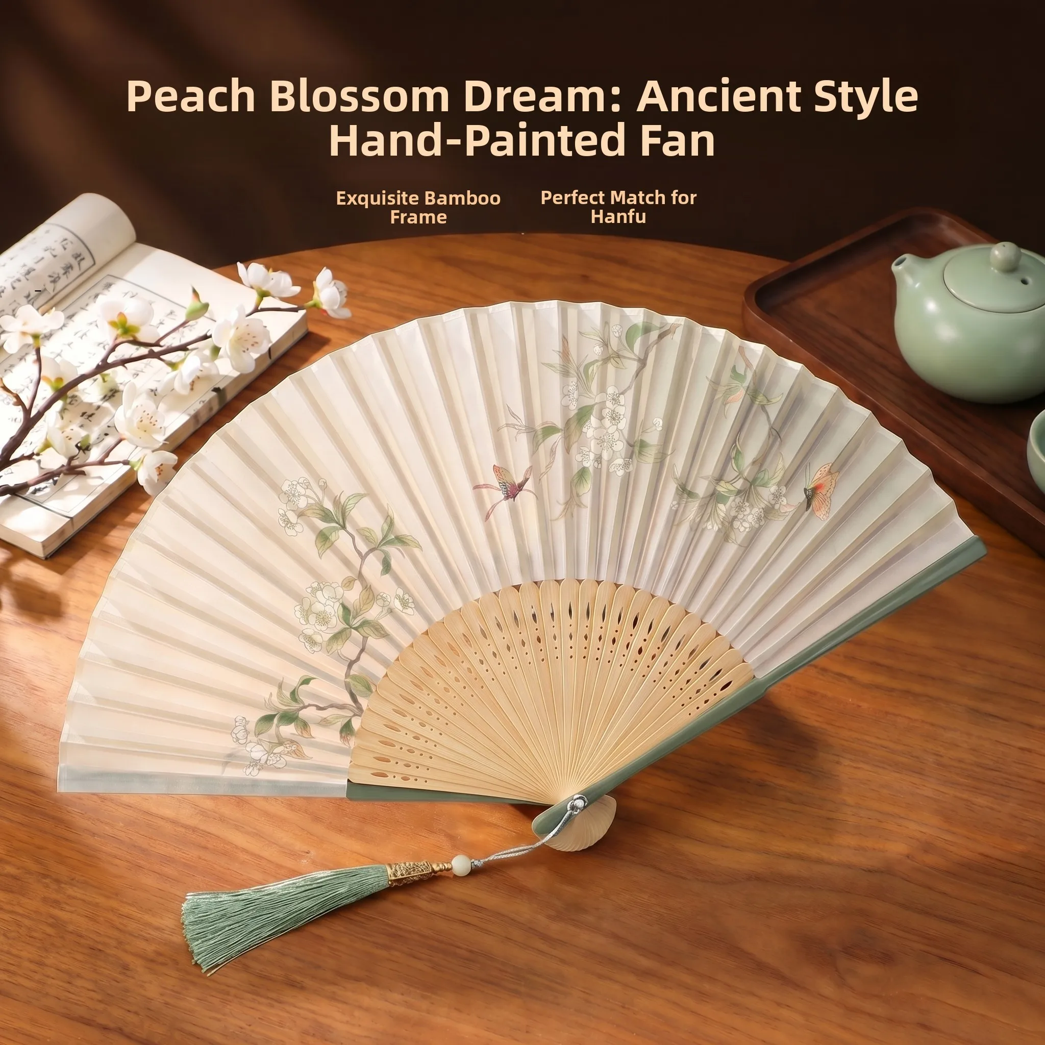 

Classical Chinese Style Bamboo Fan for Dancing High Aesthetic Value Suitable for Durable Handmade Hollow out Design