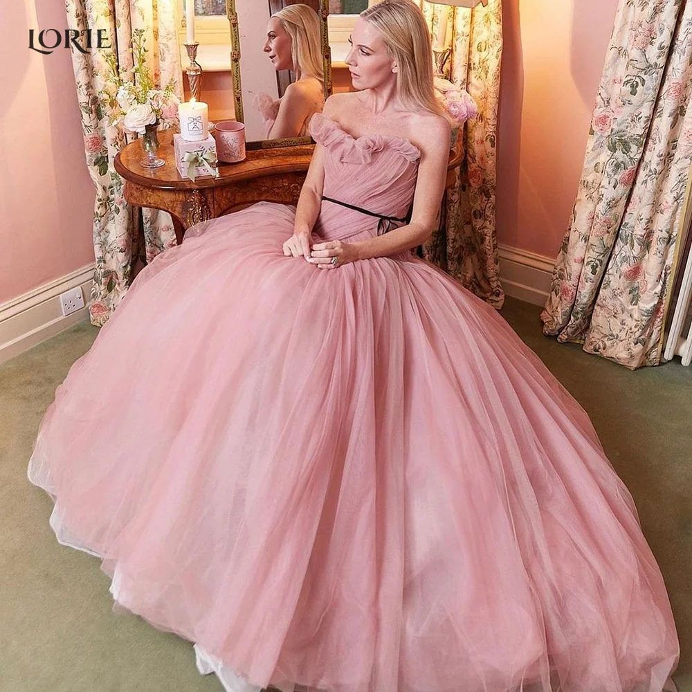 

LORIE Blush Pink Off Shoulder Princess Bride Wedding Dresses Pleat Sleeveless Puffy Skirt Ball Bridal Gowns vestidos de novia