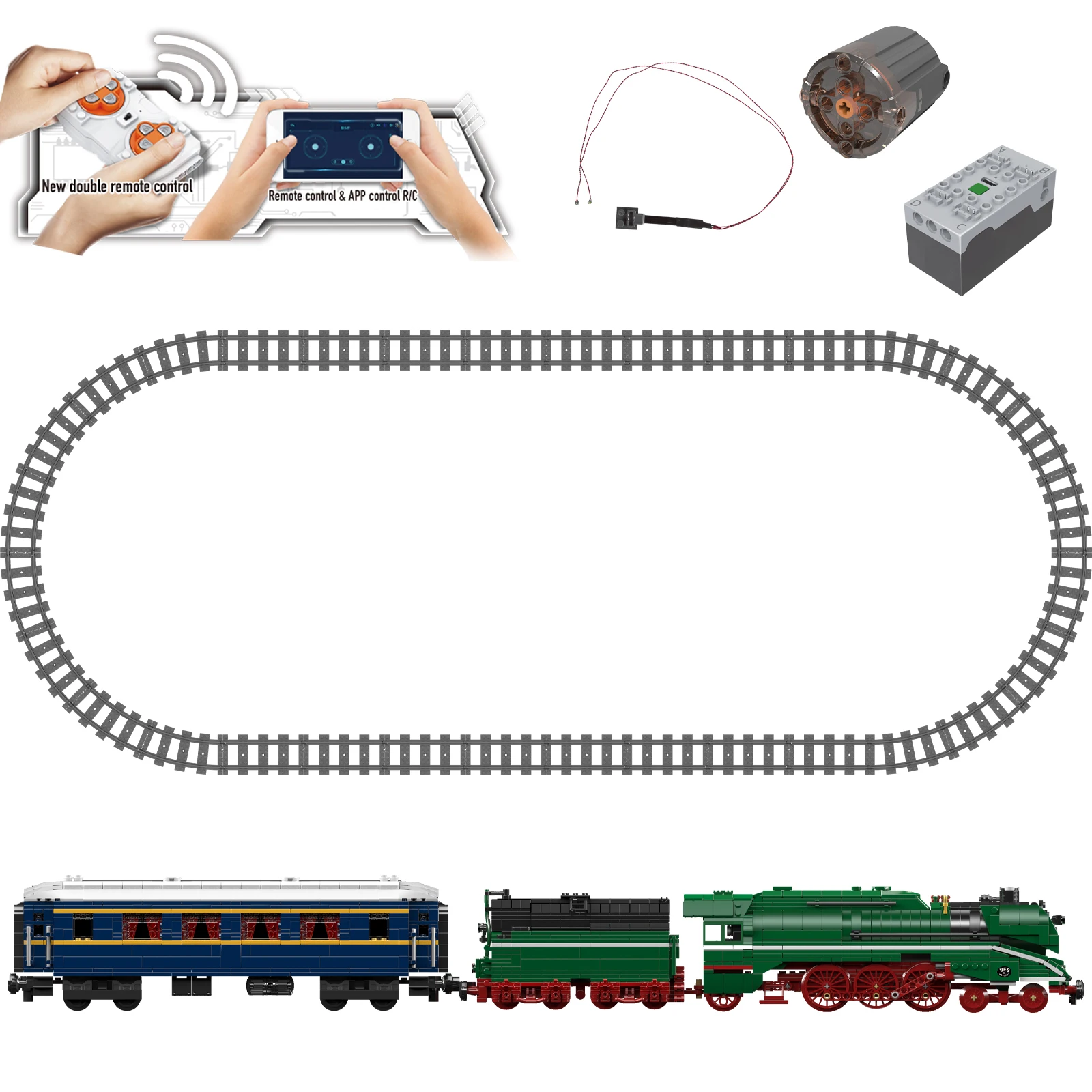 12007S Deutscher Express-Zug-Modellbausatz, 2412 Stück, kleiner Granulat-Baustein, Montagemodelle, DIY-Spielzeug für Weihnachtsgeschenke