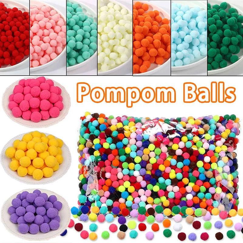 300-30pcs vícebarevná pompoms kožich koule glittery načechraný pom poms pružnost pom pom měkké koule pro DIY řemesel 8/10/15/20/25/30mm